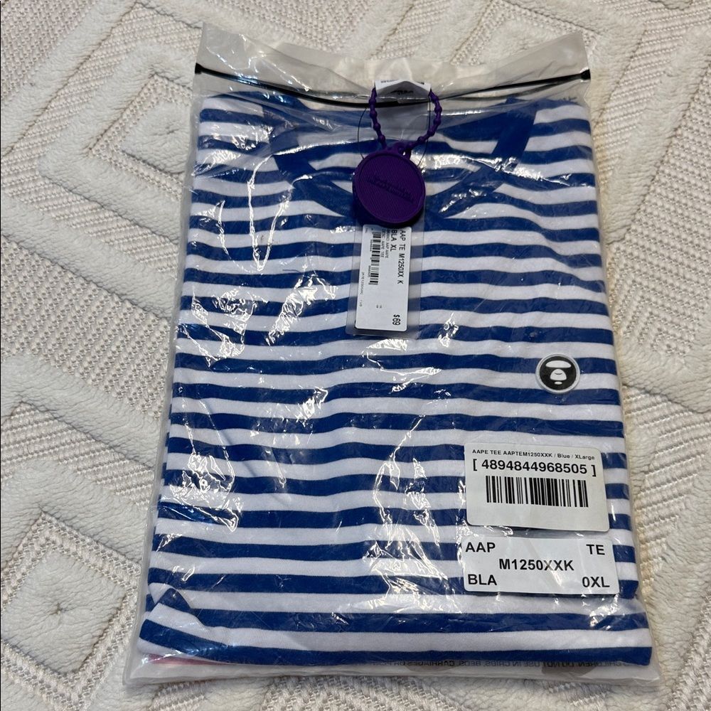 AAPE TEE - Blue Striped T Shirt